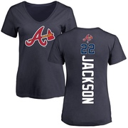 Women's Atlanta Braves Luke Jackson ＃22 Backer Slim Fit T-Shirt - Navy