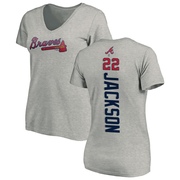 Women's Atlanta Braves Luke Jackson ＃22 Backer Slim Fit T-Shirt Ash