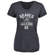 Women's Atlanta Braves Luke Jackson ＃22 Base Runner T-Shirt - Navy