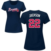 Women's Atlanta Braves Luke Jackson ＃22 Roster Name & Number T-Shirt - Navy