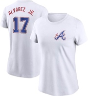 Women's Atlanta Braves Nacho Alvarez Jr. ＃17 2023 City Connect Name & Number T-Shirt - White