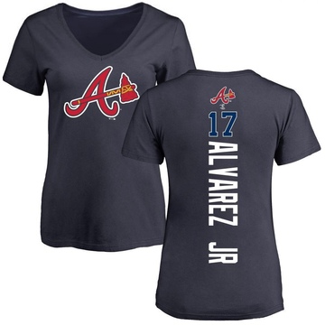 Women's Atlanta Braves Nacho Alvarez Jr. ＃17 Backer Slim Fit T-Shirt - Navy