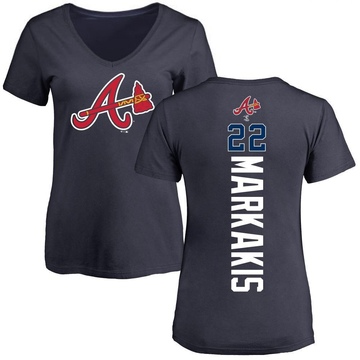 Women's Atlanta Braves Nick Markakis ＃22 Backer Slim Fit T-Shirt - Navy