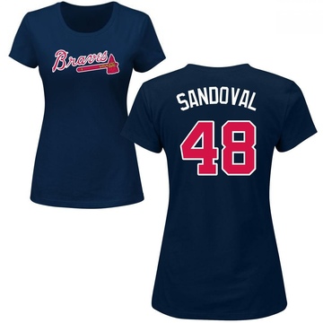 Women's Atlanta Braves Pablo Sandoval ＃48 Roster Name & Number T-Shirt - Navy