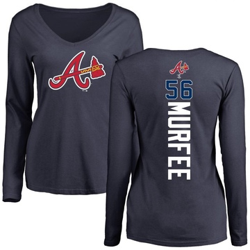 Women's Atlanta Braves Penn Murfee ＃56 Backer Slim Fit Long Sleeve T-Shirt - Navy