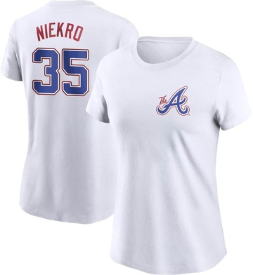 Women's Atlanta Braves Phil Niekro ＃35 2023 City Connect Name & Number T-Shirt - White