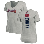 Women's Atlanta Braves Rico Carty ＃25 Backer Slim Fit T-Shirt Ash