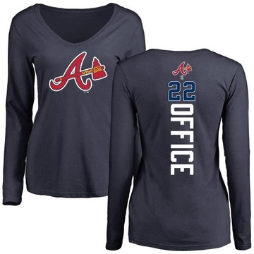 Women's Atlanta Braves Rowland Office ＃22 Backer Slim Fit Long Sleeve T-Shirt - Navy