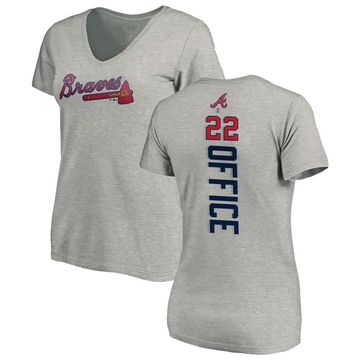 Women's Atlanta Braves Rowland Office ＃22 Backer Slim Fit T-Shirt Ash