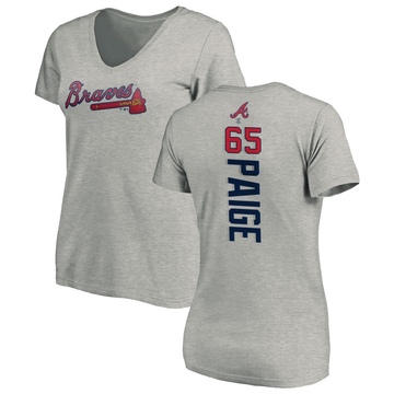 Women's Atlanta Braves Satchel Paige ＃65 Backer Slim Fit T-Shirt Ash