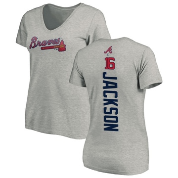 Women's Atlanta Braves Sonny Jackson ＃16 Backer Slim Fit T-Shirt Ash