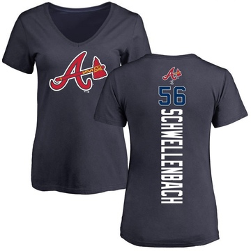 Women's Atlanta Braves Spencer Schwellenbach ＃56 Backer Slim Fit T-Shirt - Navy