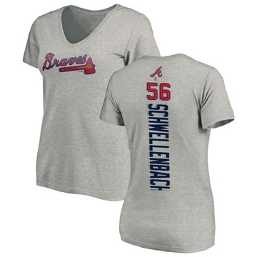 Women's Atlanta Braves Spencer Schwellenbach ＃56 Backer Slim Fit T-Shirt Ash