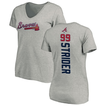 Women's Atlanta Braves Spencer Strider ＃99 Backer Slim Fit T-Shirt Ash