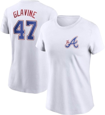 Women's Atlanta Braves Tom Glavine ＃47 2023 City Connect Name & Number T-Shirt - White