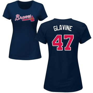 Women's Atlanta Braves Tom Glavine ＃47 Roster Name & Number T-Shirt - Navy