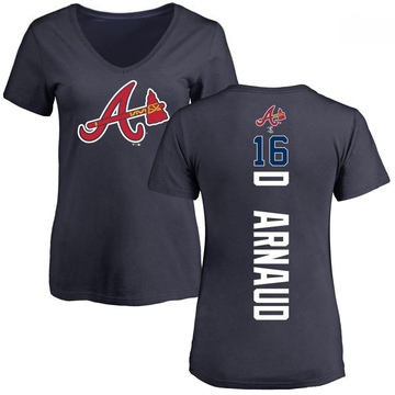 Women's Atlanta Braves Travis d'Arnaud ＃16 Backer Slim Fit T-Shirt - Navy