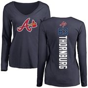 Women's Atlanta Braves Tyler Thornburg ＃63 Backer Slim Fit Long Sleeve T-Shirt - Navy