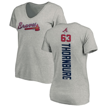 Women's Atlanta Braves Tyler Thornburg ＃63 Backer Slim Fit T-Shirt Ash