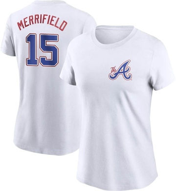 Women's Atlanta Braves Whit Merrifield ＃15 2023 City Connect Name & Number T-Shirt - White