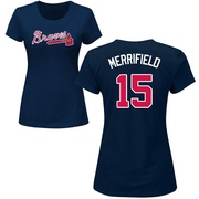 Women's Atlanta Braves Whit Merrifield ＃15 Roster Name & Number T-Shirt - Navy