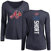 Women's Atlanta Braves Zack Short ＃59 Backer Slim Fit Long Sleeve T-Shirt - Navy