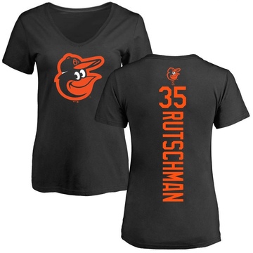 Women's Baltimore Orioles Adley Rutschman ＃35 Backer Slim Fit T-Shirt - Black