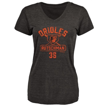 Women's Baltimore Orioles Adley Rutschman ＃35 Base Runner T-Shirt - Black