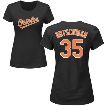 Women's Baltimore Orioles Adley Rutschman ＃35 Roster Name & Number T-Shirt - Black