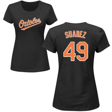 Women's Baltimore Orioles Albert Suarez ＃49 Roster Name & Number T-Shirt - Black