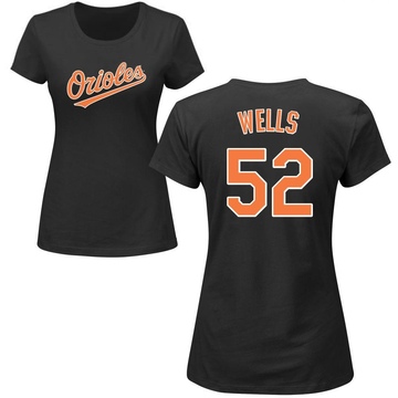 Women's Baltimore Orioles Alexander Wells ＃52 Roster Name & Number T-Shirt - Black