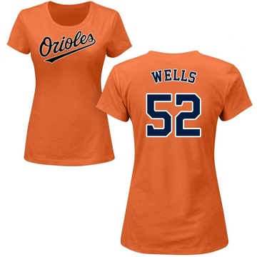 Women's Baltimore Orioles Alexander Wells ＃52 Roster Name & Number T-Shirt - Orange