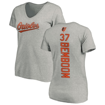 Women's Baltimore Orioles Anthony Bemboom ＃37 Backer Slim Fit T-Shirt Ash