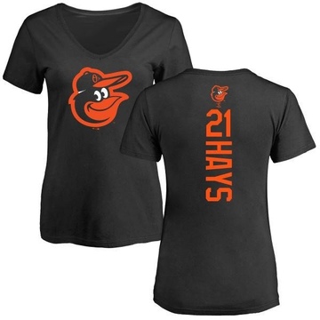 Women's Baltimore Orioles Austin Hays ＃21 Backer Slim Fit T-Shirt - Black