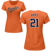 Women's Baltimore Orioles Austin Hays ＃21 Roster Name & Number T-Shirt - Orange