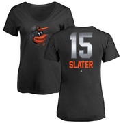 Women's Baltimore Orioles Austin Slater ＃15 Midnight Mascot V-Neck T-Shirt - Black