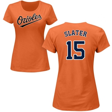 Women's Baltimore Orioles Austin Slater ＃15 Roster Name & Number T-Shirt - Orange