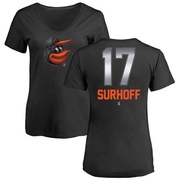 Women's Baltimore Orioles Bj Surhoff ＃17 Midnight Mascot V-Neck T-Shirt - Black