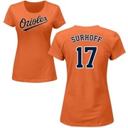 Women's Baltimore Orioles Bj Surhoff ＃17 Roster Name & Number T-Shirt - Orange