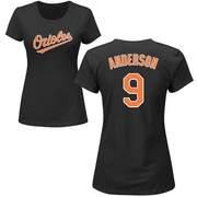 Women's Baltimore Orioles Brady Anderson ＃9 Roster Name & Number T-Shirt - Black