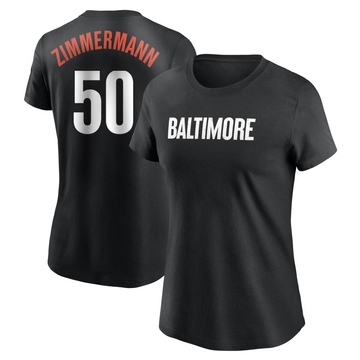 Women's Baltimore Orioles Bruce Zimmermann ＃50 2023 City Connect Name & Number T-Shirt - Black