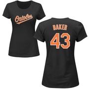 Women's Baltimore Orioles Bryan Baker ＃43 Roster Name & Number T-Shirt - Black