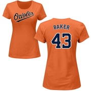 Women's Baltimore Orioles Bryan Baker ＃43 Roster Name & Number T-Shirt - Orange