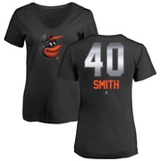 Women's Baltimore Orioles Burch Smith ＃40 Midnight Mascot V-Neck T-Shirt - Black