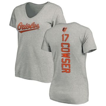 Women's Baltimore Orioles Colton Cowser ＃17 Backer Slim Fit T-Shirt Ash