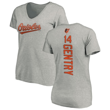 Women's Baltimore Orioles Craig Gentry ＃14 Backer Slim Fit T-Shirt Ash