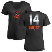 Women's Baltimore Orioles Craig Gentry ＃14 Midnight Mascot V-Neck T-Shirt - Black