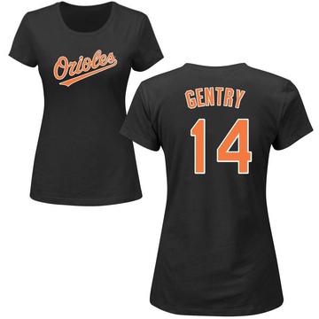 Women's Baltimore Orioles Craig Gentry ＃14 Roster Name & Number T-Shirt - Black