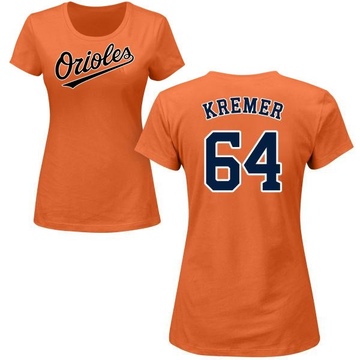 Women's Baltimore Orioles Dean Kremer ＃64 Roster Name & Number T-Shirt - Orange