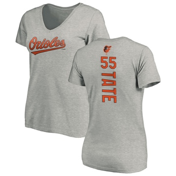 Women's Baltimore Orioles Dillon Tate ＃55 Backer Slim Fit T-Shirt Ash